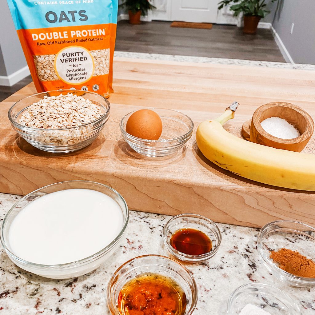 Ingredients for Gluten Free, Dairy Free French Toast Baked Oats