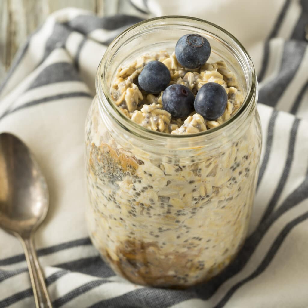 Overnight oatmeal with blueberries