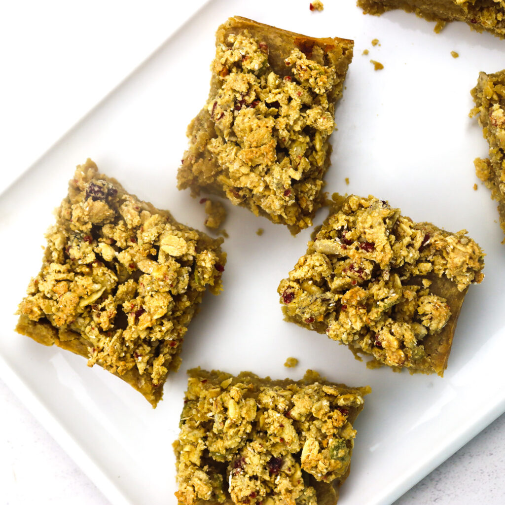 ZEGO Apple Crumble Protein Bars on Plate