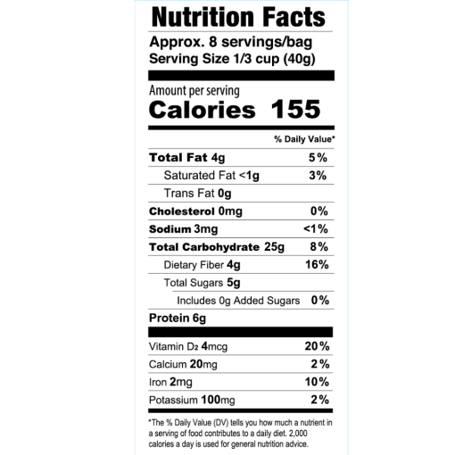 Cinnamon and Spice Superfood Oatmeal Blend Nutrition Facts