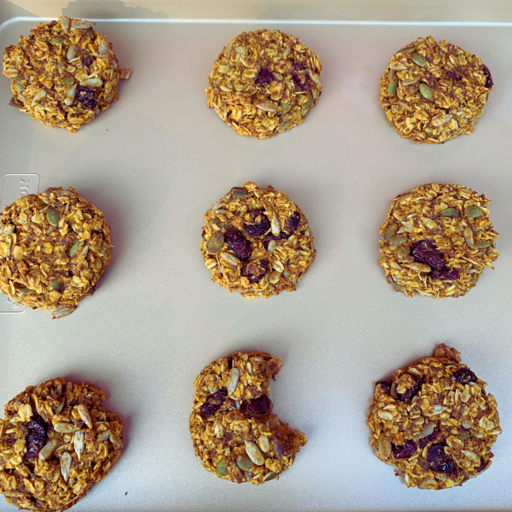 Gluten-Free Breakfast Cookies on a cookie sheet