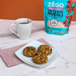 ZEGO Apple Cranberry Breakfast Cookies with a hot cup of tea