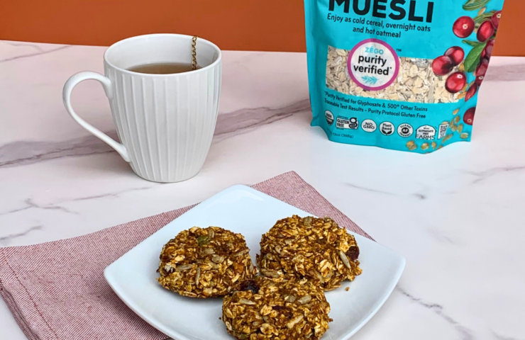 ZEGO Apple Cranberry Breakfast Cookies with a hot cup of tea