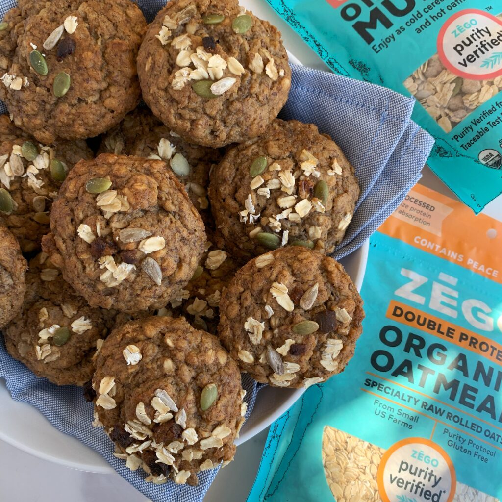 Freshly Baked Banana Oat Muffins with ZEGO Double Protein Oats