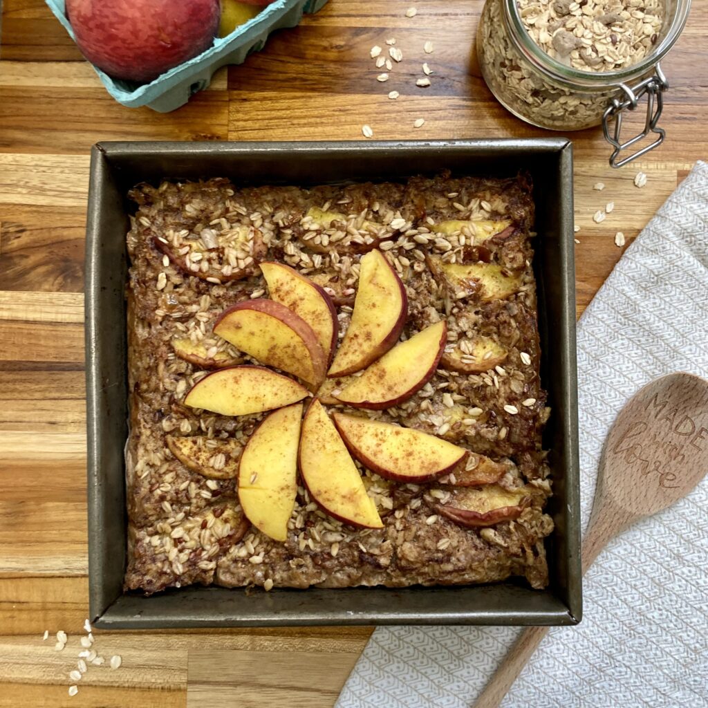 Cinnamon & Spice Peach Baked Oatmeal